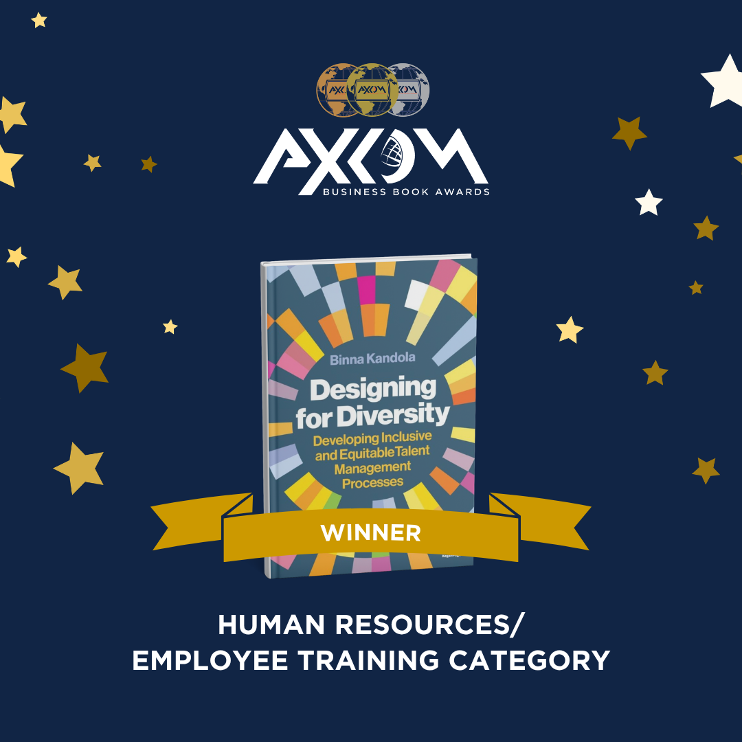 Image of the book Designing for Diversity with a banner announcing gold medallist award in the Axiom book awards 2026