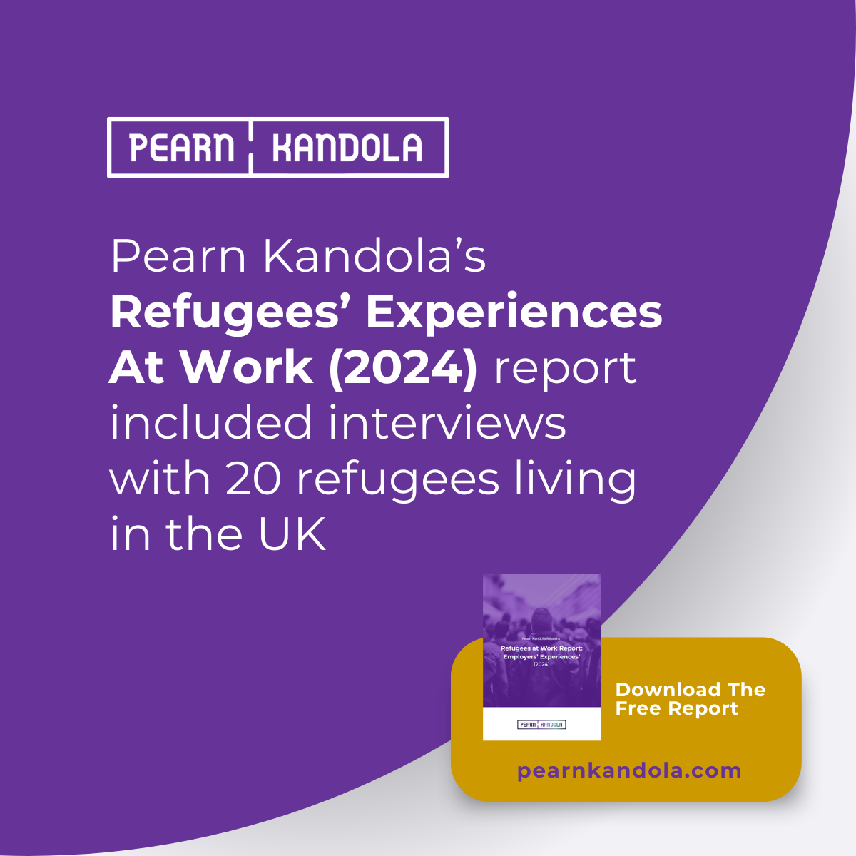 Graphic displaying the cover art for the refugees' experiences at work (2024) research report
